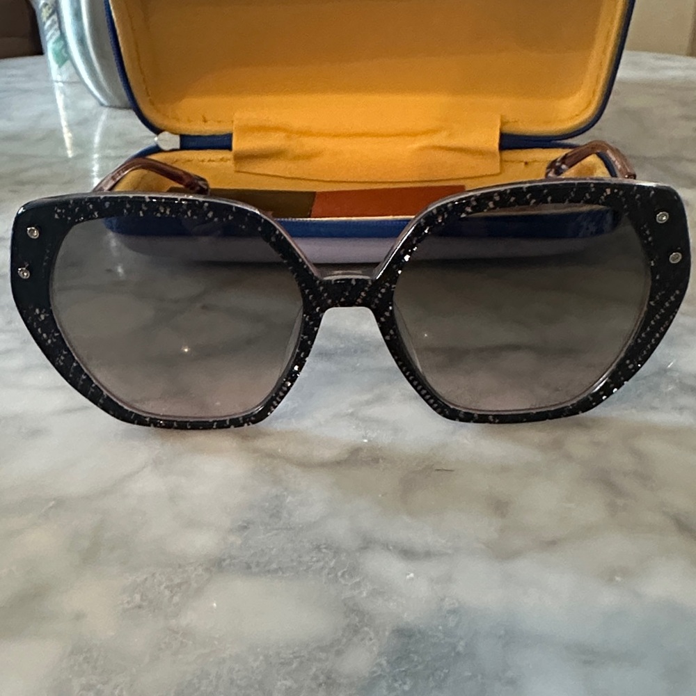 Missoni Black Fabric Pattern/Rose Gold Sunglasses with Blown Glass Ear pieces